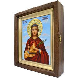 Стефанида Дамасская. Рукописная икона на липовой доске.