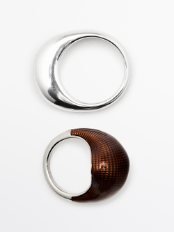 Massimo Dutti Набор рельефных колец с эмалью, серебряный