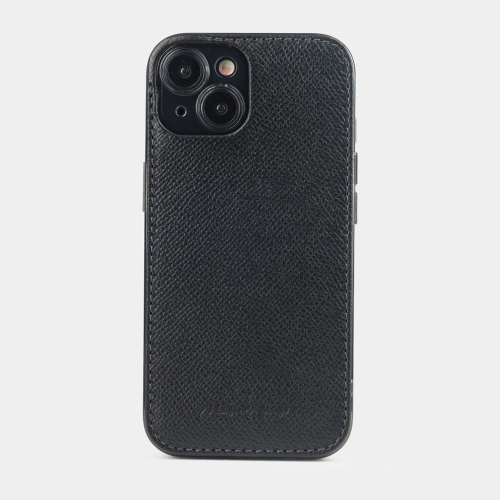 Чехол для iPhone 15 из кожи сафьяно, черного цвета