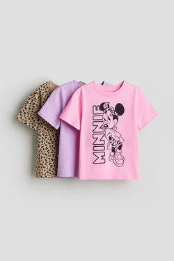 H&M Комплект из трех футболкок, розовый/фиолетовый/бежевый