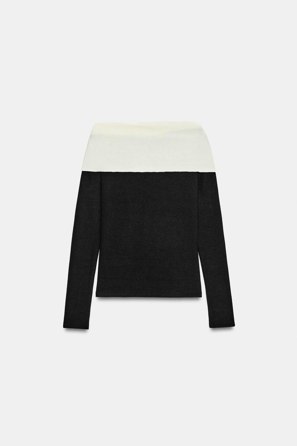 ZARA ТОП ИЗ МЯГКОЙ ТКАНИ С ПРЯЖКОЙ, ЧЕРНЫЙ/ЭКРЮ