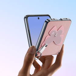 Чехол розового цвета (Butterfly Edition) из искусственной кожи от Dux Ducis для Samsung Galaxy Z Flip 7, серия Luvy Series Case