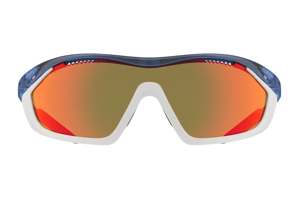 Спортивные очки с диоптриями 720armour Analog Pro / Translucent Midnight Blue Temple / Matte White Gasket / HC Red Black Lens