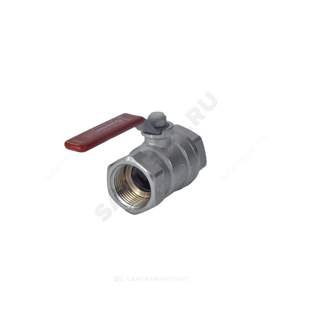 Кран шаровой латунь хром R250D Ду 32 Ру42 ВР рычаг красный Giacomini R250X006