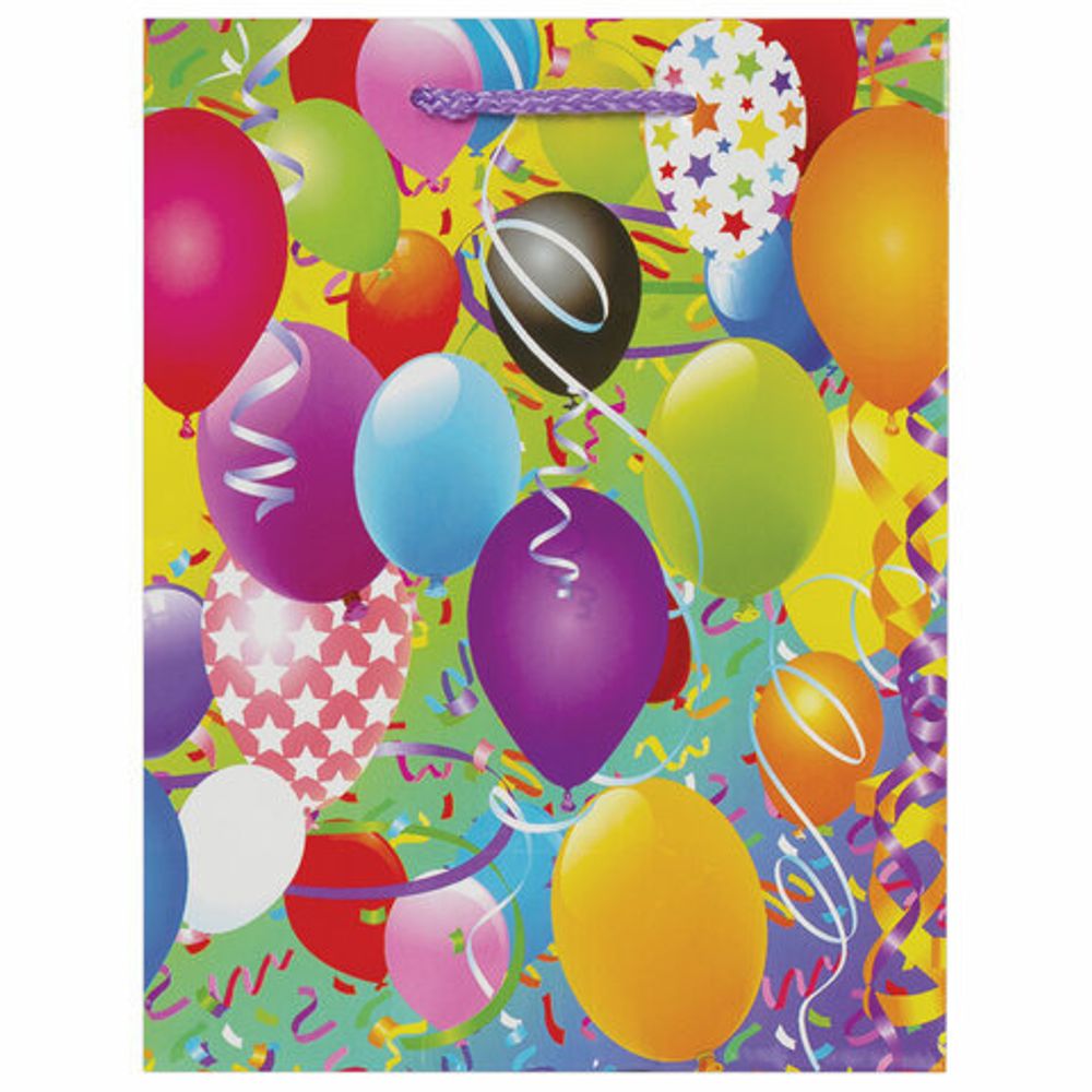 Пакет подарочный 17,8x9,8x22,9 см, ЗОЛОТАЯ СКАЗКА "Воздушные шары", ламинированный, 606590
