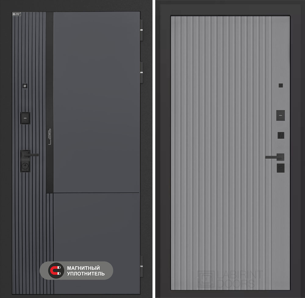 Входная дверь Лабиринт Лаб 2 Про - 29 Серый софт рельеф