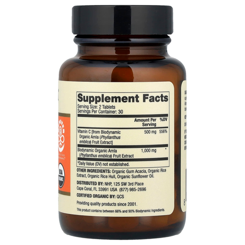 Dr. Mercola, Органический витамин C, экстракт амлы, 60 таблеток