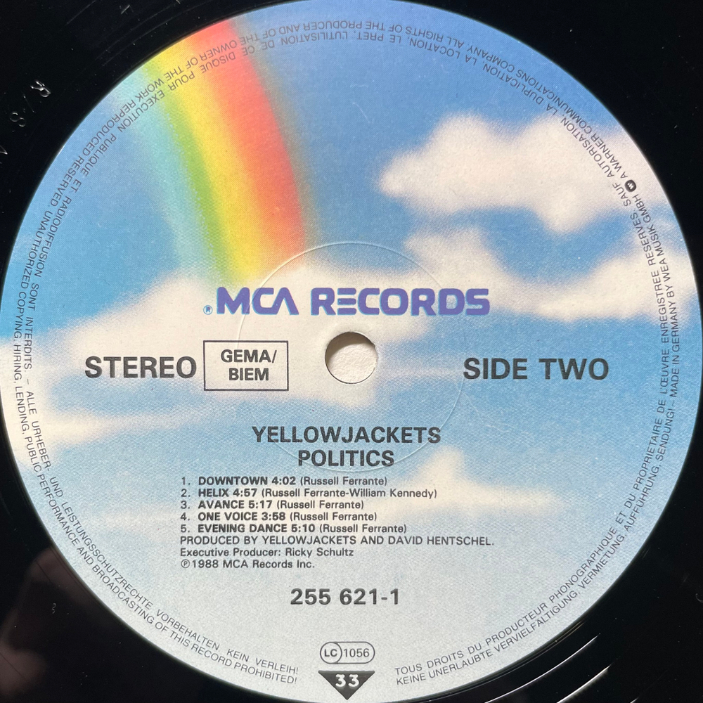 Yellowjackets ‎– Politics (Германия 1988г.)