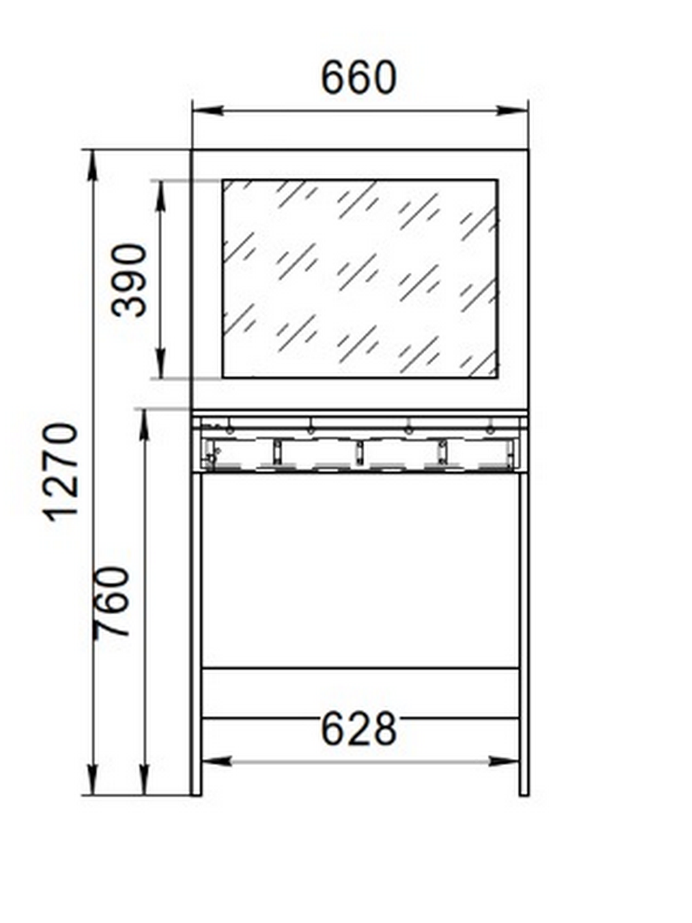 Туалетный столик с зеркалом и ящиком Марм, 66х38х127 см
