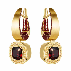 Серьги c Гранатом и жёлтыми Сапфирами, Эмаль, E0176-52/16