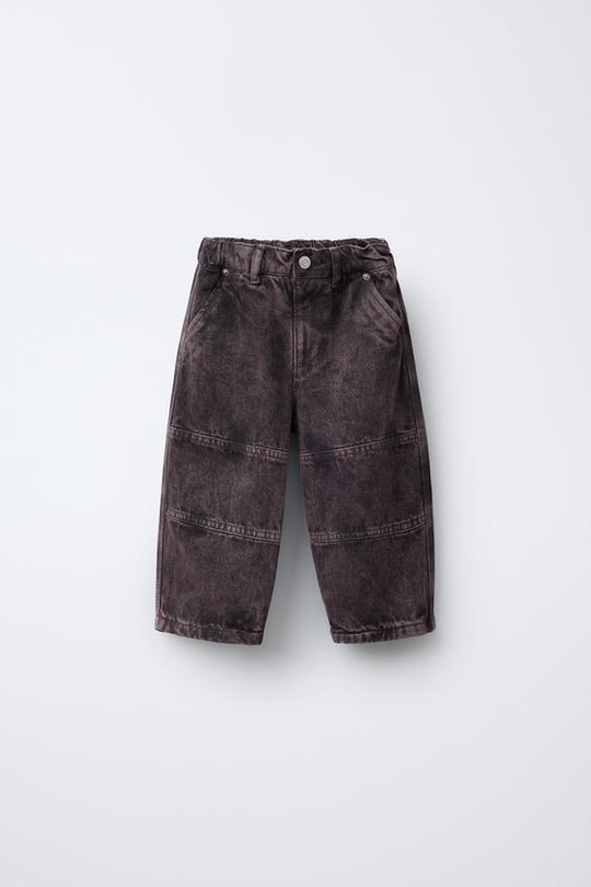 ZARA БРЮКИ ИЗ ТВИЛА С ЭФФЕКТОМ ПОТЕРТОСТИ, ЛИЛОВЫЙ