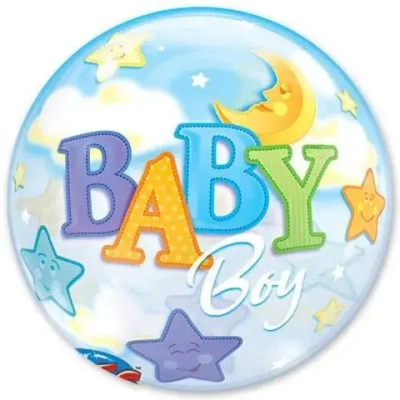 Bubble Луна и Звезды Мальчик 22"/55см шар