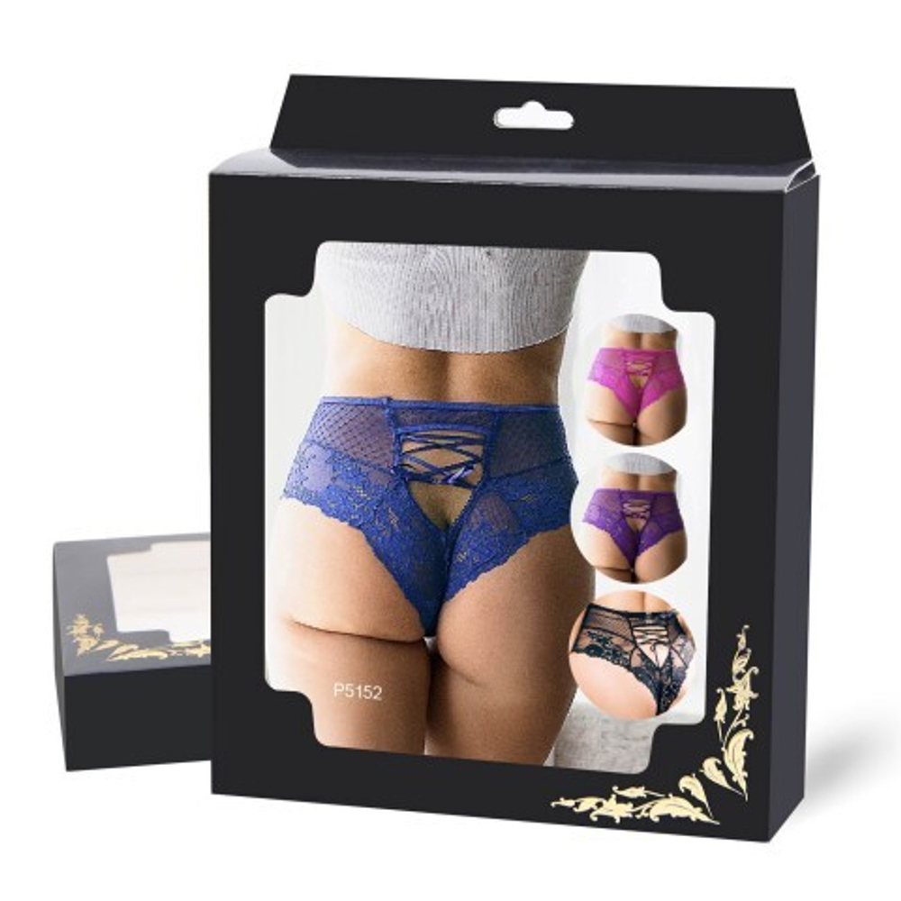 Трусики на высокой посадке Lace Strappy, черные, XS-S