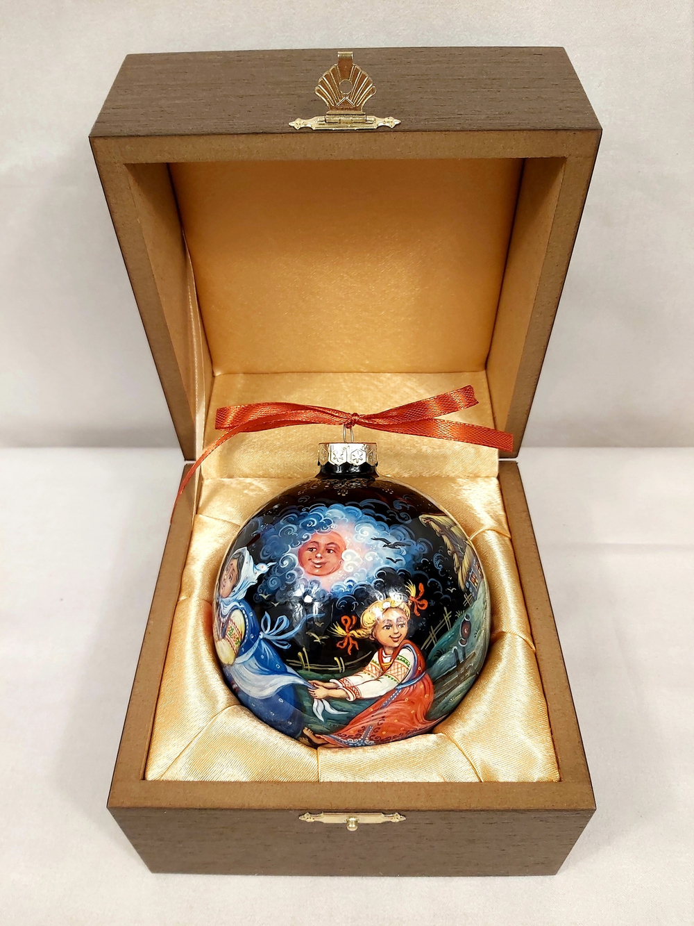 Шар новогодний (круговая роспись Палех) "Репка" в футляре