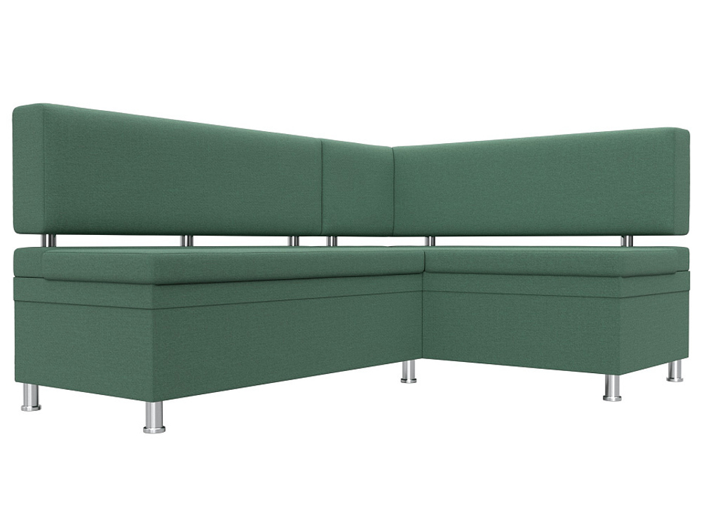 Диван кухонный угловой Стайл правый угол, Амур 11 зеленый, Рогожка, 123235