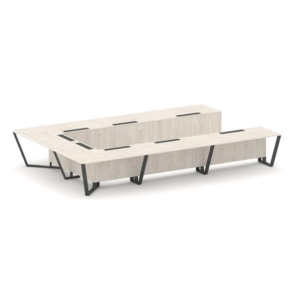 Steel Meet Стол переговорный П-образный KD-PR.B.SP-15P Денвер Светлый/Металл Антрацит 4800*3200*750