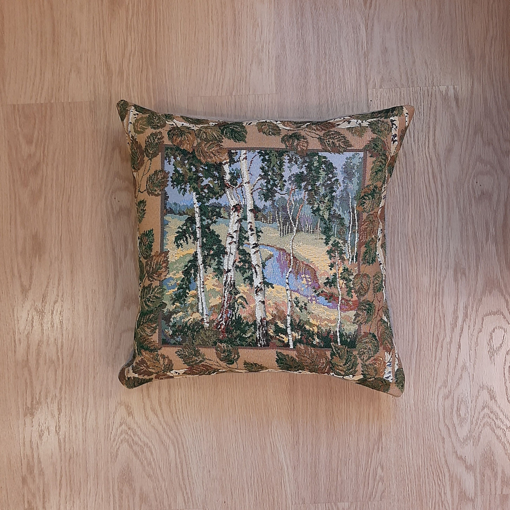 Декоративный гобеленовый чехол для интерьерной подушки Березы 47*47