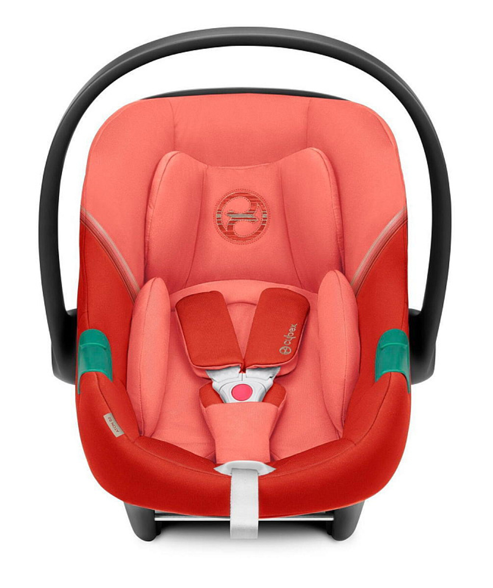 Коляска 3 в 1 Cybex Priam IV Rosegold complete и автокресло Aton S2 i-Size Hibiscus Red Leaf Green