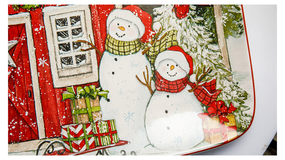 Блюдо прямоугольное 36x25см Certified Int. Дом снеговика