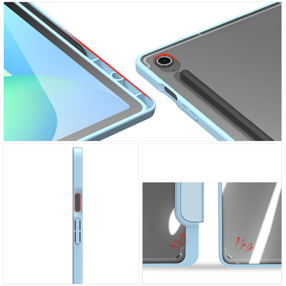 Чехол книжка синего цвета от Dux Ducis для Samsung Galaxy Tab S10 FE Plus, серия Toby Series Case, с функцией пробуждения и сна