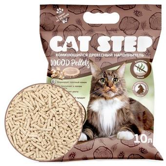 Наполнитель комкующийся растительный CAT STEP Wood Pellets 10 л