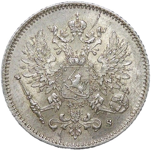 25 пенни (pennia) 1916, двор S, Россия для Финляндии (XF-AU)
