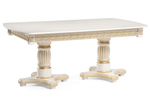 Стол деревянный Woodville Морнит 180(240)х100 слоновая кость, золото, ножки белые