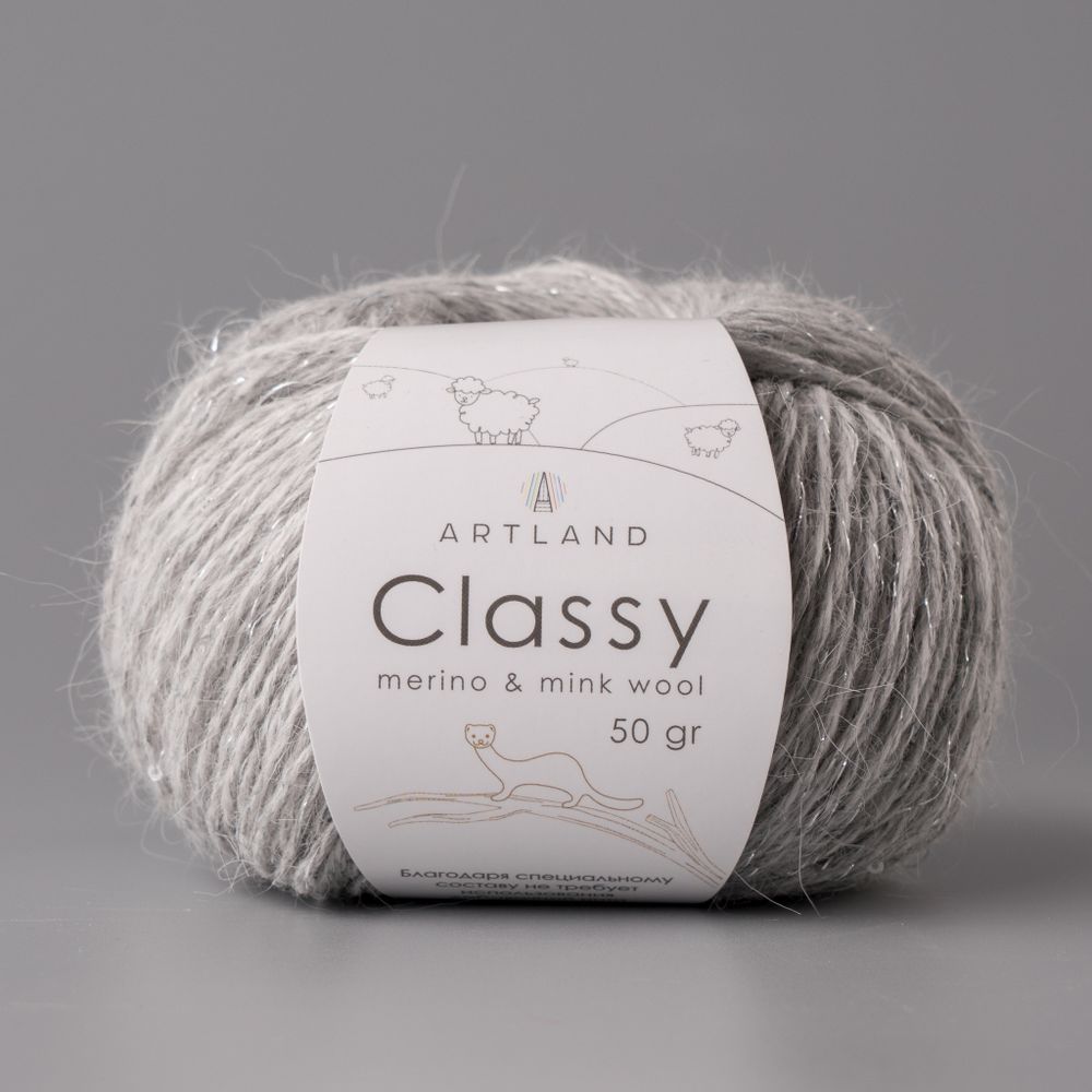 Classy, пряжа с люрексом и пайетками, шелк-5%, мериносовая шерсть-20%, нейлон-30%, норка-45%, 50 гр, 240 м