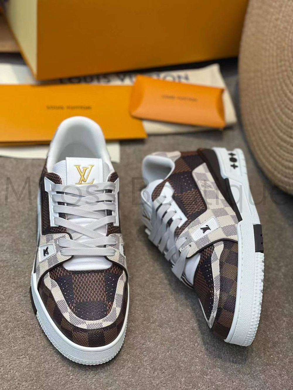 Комбинированные кроссовки LV Trainer Louis Vuitton