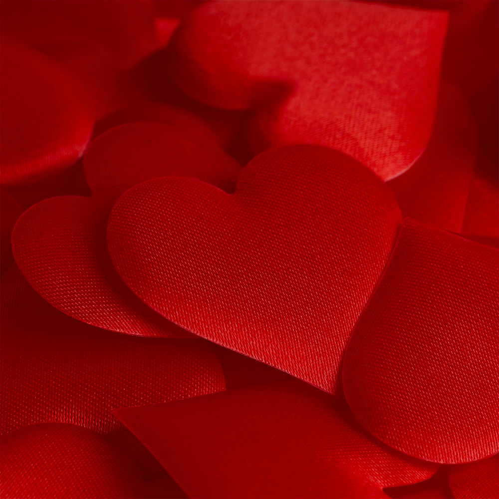 Наполнитель для подарков, 3см, "Red hearts", MESHU, 100шт., красный MS_65912