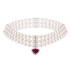 Колье-чокер из Морского Жемчуга Акойя и Бриллиантами, N0156-0/2