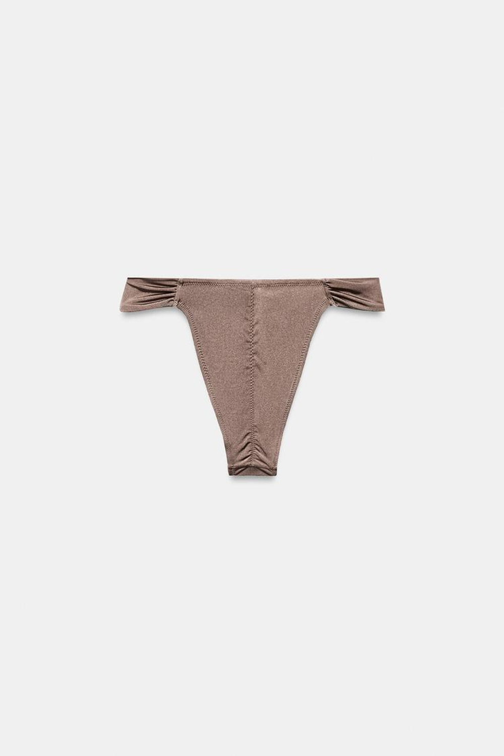 ZARA БИКИНИ-ПЛАВКИ С ДРАПИРОВКОЙ, СЕРО-КОРИЧНЕВЫЙ