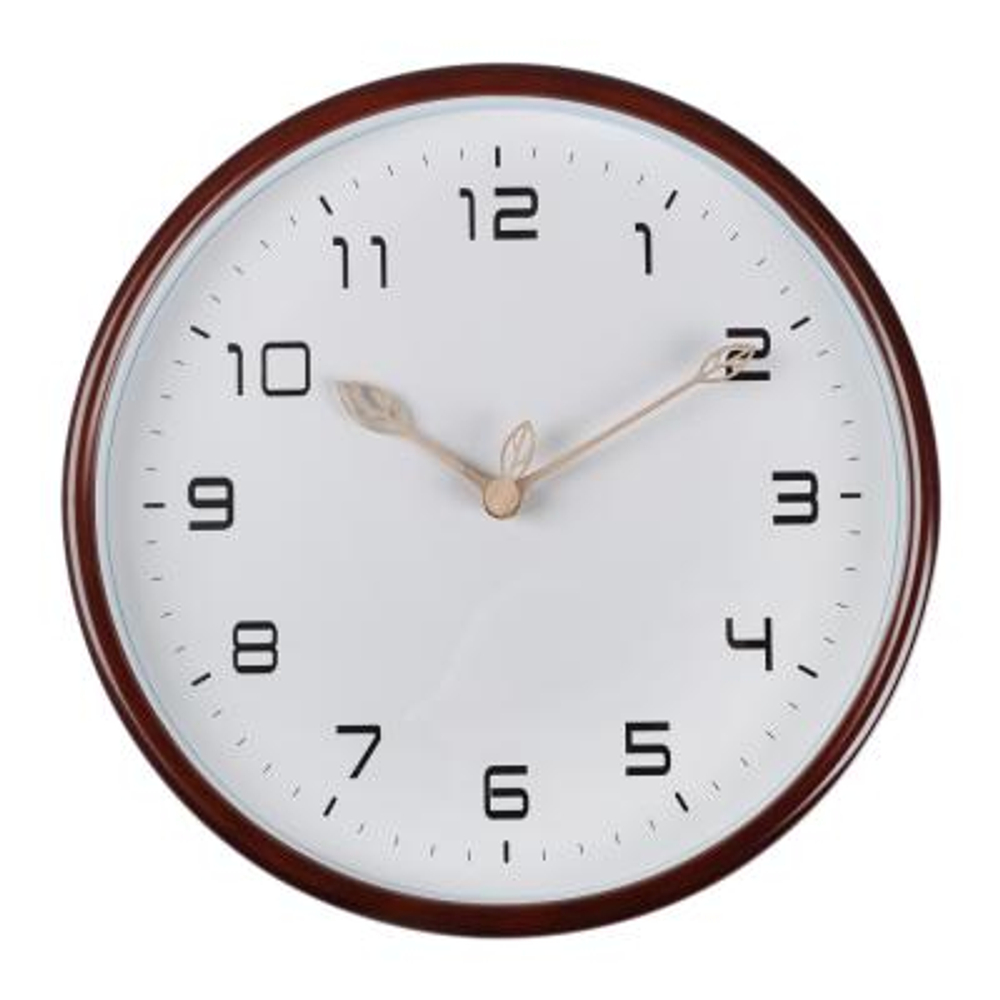 Часы настенные круглые, d30 см, пластик, цвет темное дерево, арт08-16  (6шт/кор)