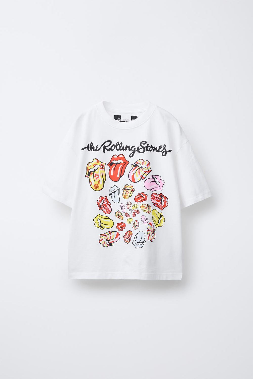 ZARA ФУТБОЛКА С ПРИНТОМ ROLLING STONES ©, БЕЛЫЙ