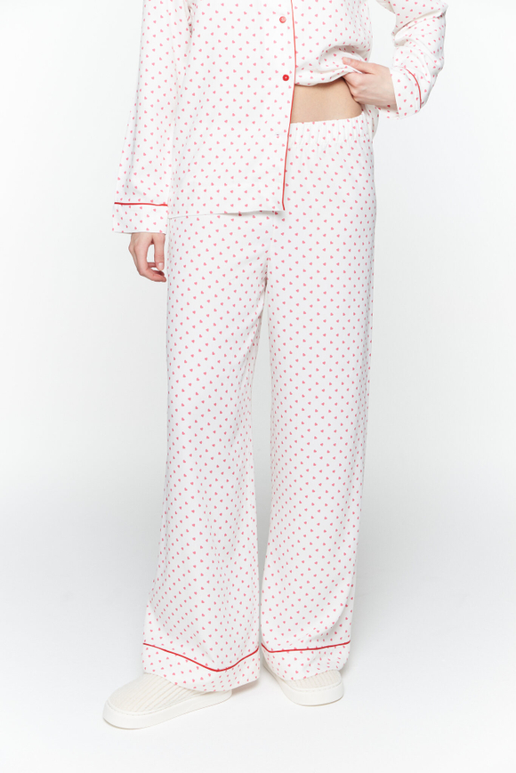 Брюки из вискозы с кантом и сердечками
