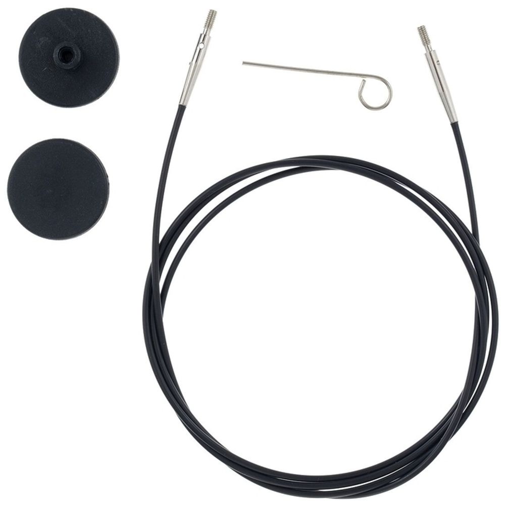 Тросик для съемных спиц, длина 94 (120)см, KnitPro черный