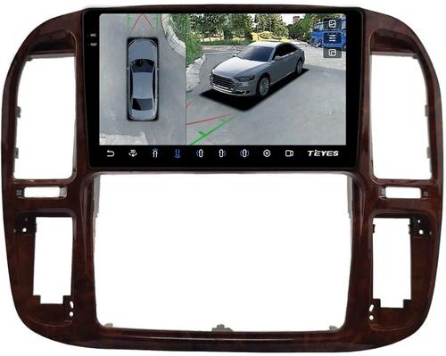 Магнитола для Toyota Land Cruiser 100, Lexus LX470 1998-2002 (кондиционер или климат внизу, рамка дерево) - Teyes CC3-2K-360 монитор 9.5" 2K QLED на Android 10, Быстрая, CarPlay, 4G SIM-слот, 4 камеры в комплекте
