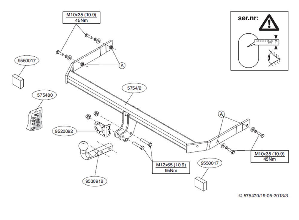 Фаркоп Brink (Thule) 575400 для Skoda Octavia (2013 - )(паспорт и сертификат в комплекте)(без электрики)