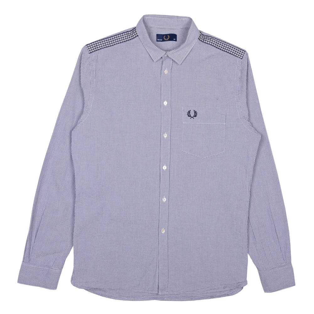 Рубашка Fred Perry в мелкую темно-синюю клетку с вставками на плечах, S