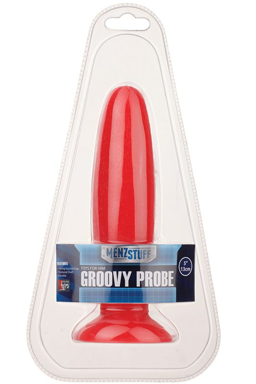 Красная анальная пробка с рельефной поверхностью MENZSTUFF GROOVY PROBE - 13 см. (Цвет: красный)