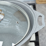 Кастрюля 4л литая со стеклянной крышкой, светлый мрамор