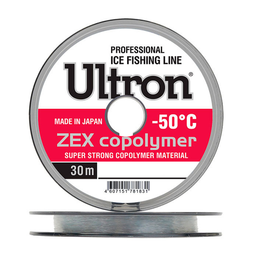 Леска ULTRON Zex Copolymer 0,12 мм., 2,0 кг, 30 м, прозрачная