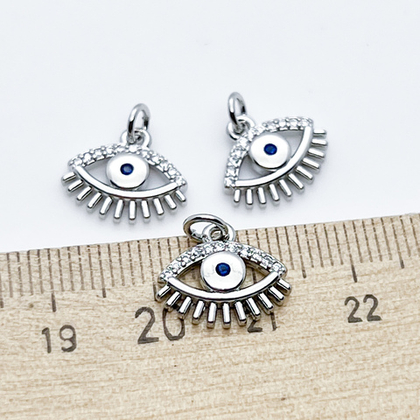 Подвеска Глаз, цвет серебро, фианиты, размер 11*13 мм, цена за 1 шт