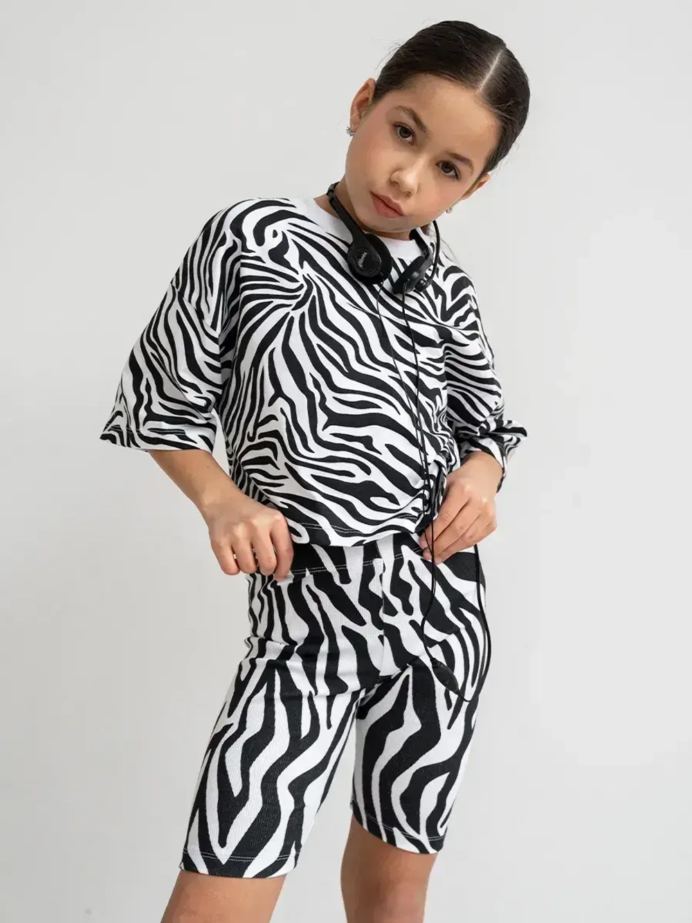 Черно-белые велосипедки для девочки