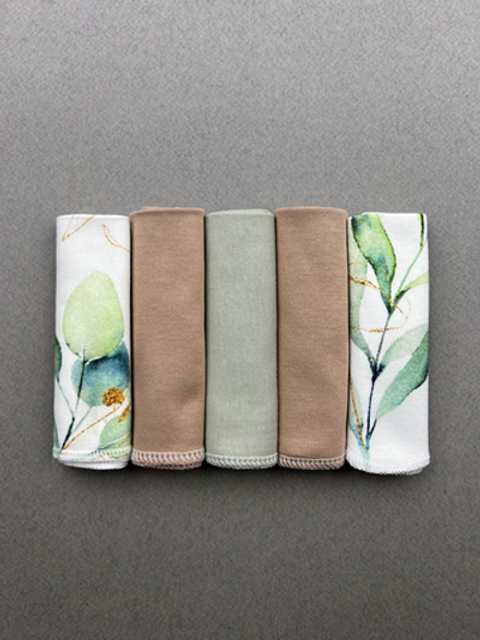Платочки сет из 5 штук LooJoo Ветви / Карамель / Шалфей