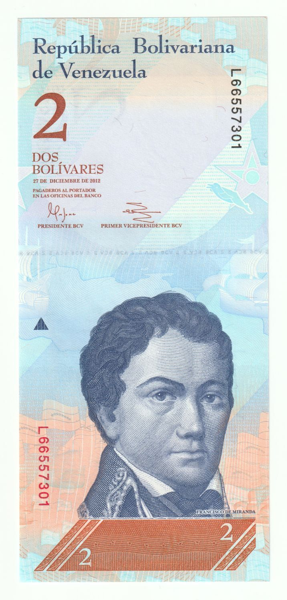 Venezuela, 2 Bolívares, 2012, UNC