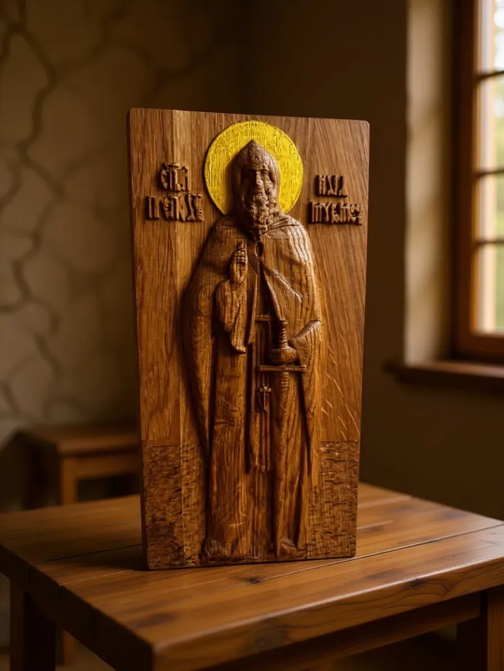 Освященная Икона Святого Ильи Муромца 27х14 см из дуба