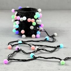 Светодиодная гирлянда шарики Fiesta, 7 м., 75 RGB LED ламп 23 мм, черный каучук, Beauty Led (RGB BB75-2-2RGB)