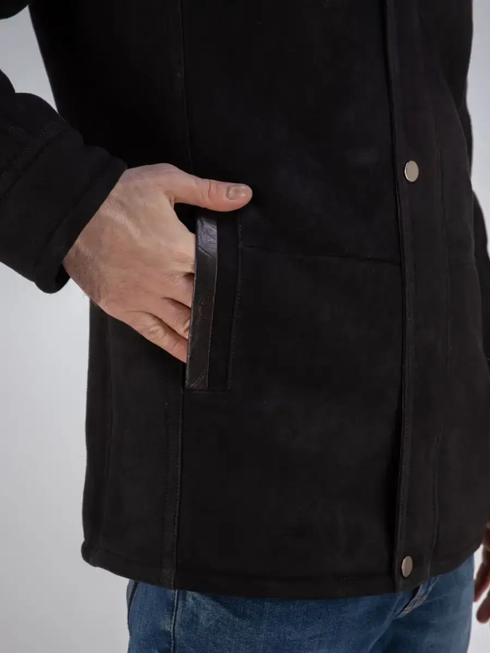 Дубленка мужская натуральная зимняя с капюшоном Турция