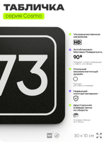 Табличка с номером офиса "Офис №73" на дверь, 30 х 10 см, серия COSMO, черная, Айдентика Технолоджи